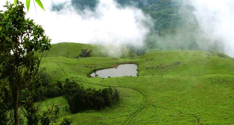 View of the misty Chembra peak