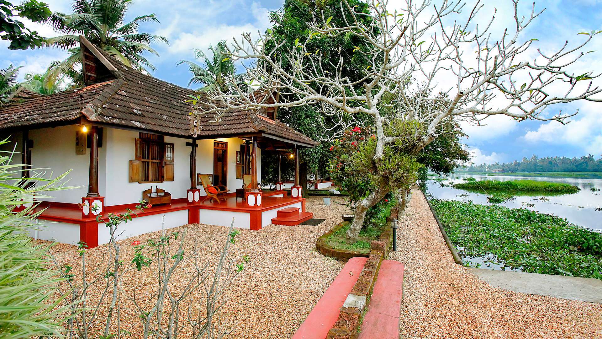 Beautiful view of the backwaters from Philipkutty’s Farm Homestay in Kumarakom