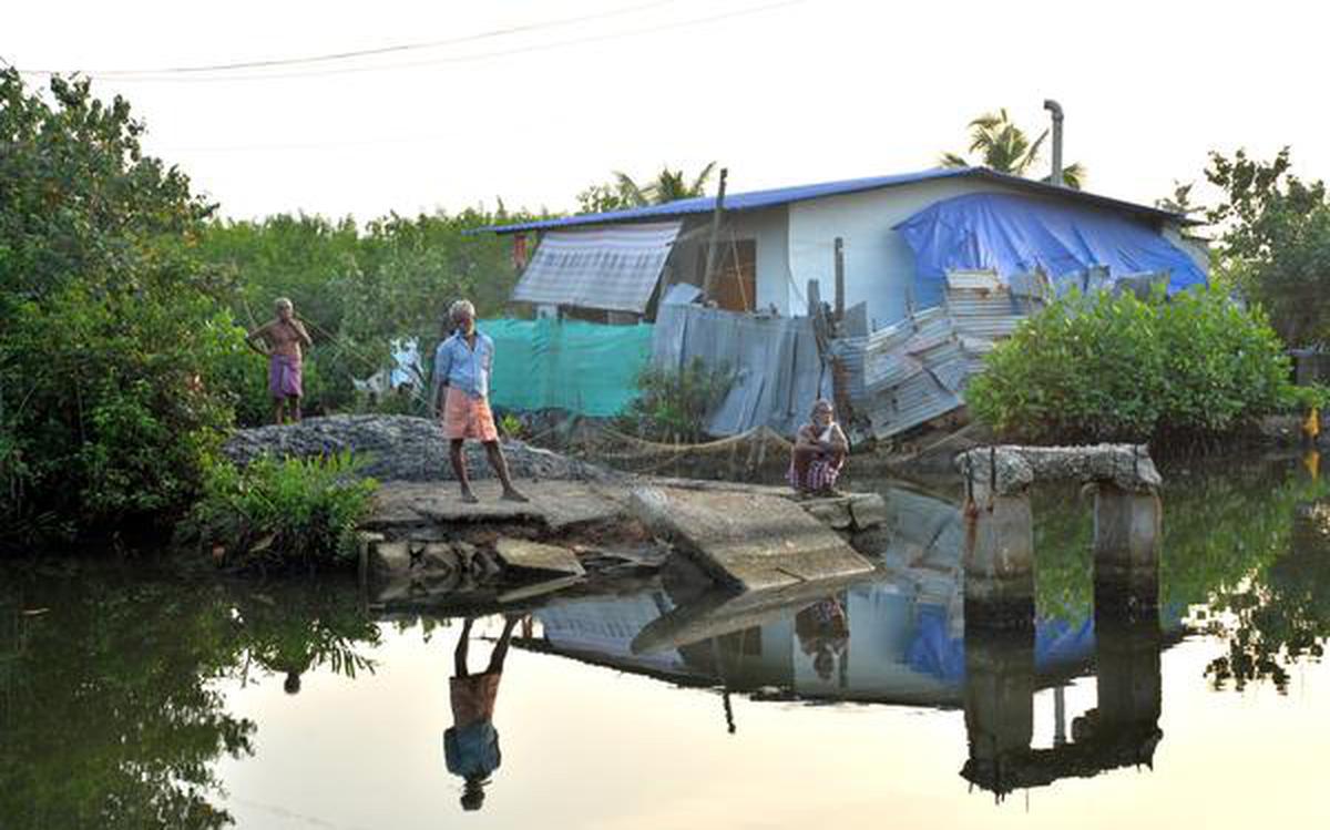 Munroe Island suffered during hightide time post Tsunami.