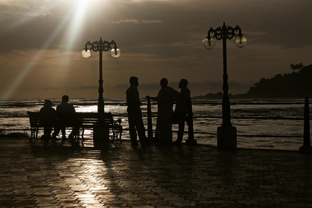 The famous Mahe Walkway during the evenings